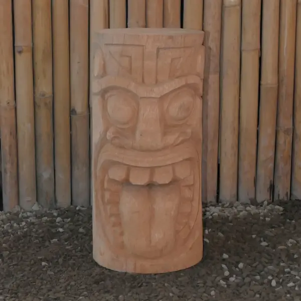 Product image 1 of the product “Tiki Statue Polynesia style. From coconut palm 50cm. Approx. 22-24cm dia. Model 2 - Tongue outstretched ”